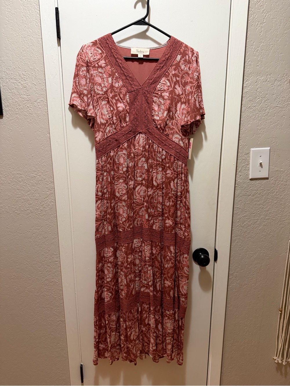 Nurture by Lamaze Rust Pink Floral V‑Neck Maxi Dress